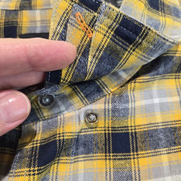 Orvis Active Fit Men's XL Long Sleeve Button-down Flannel Shirt Yellow Plaid - Picture 12 of 13